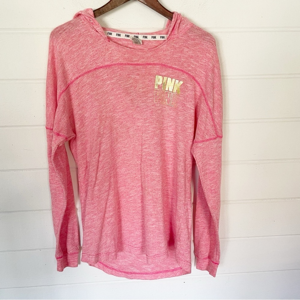 PINK Victoria's Secret Pink Long Sleeve Cutout Back Beach Cover up Hoodie Medium